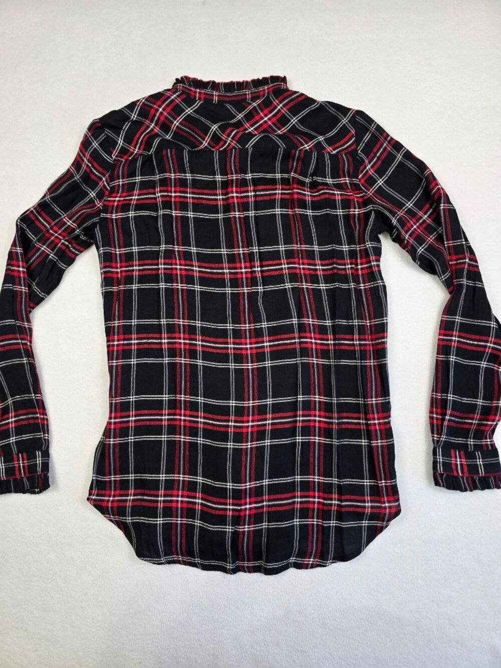 Ann Taylor Loft The Softened XS Black & Red Tartan Plaid Long Sleeve Shirt - Picture 4 of 5
